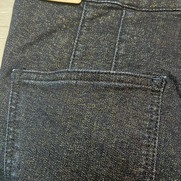 NWT Anthropologie Pilcro High-Rise Sparkle Gold Shimmer Denim Leggings Size 28P. - Picture 6 of 14